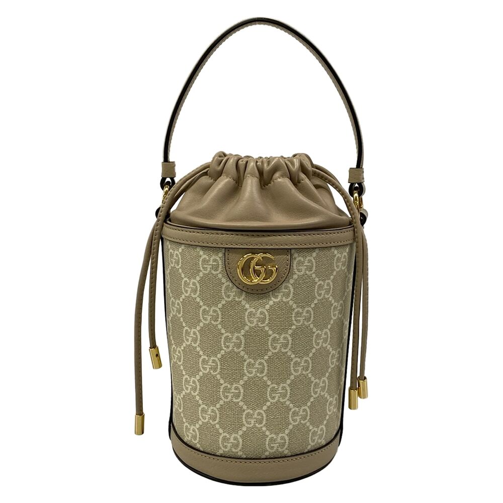 Gucci Ophidia Mini Bucket Handbag 760199 Beige Cream PVC Leather